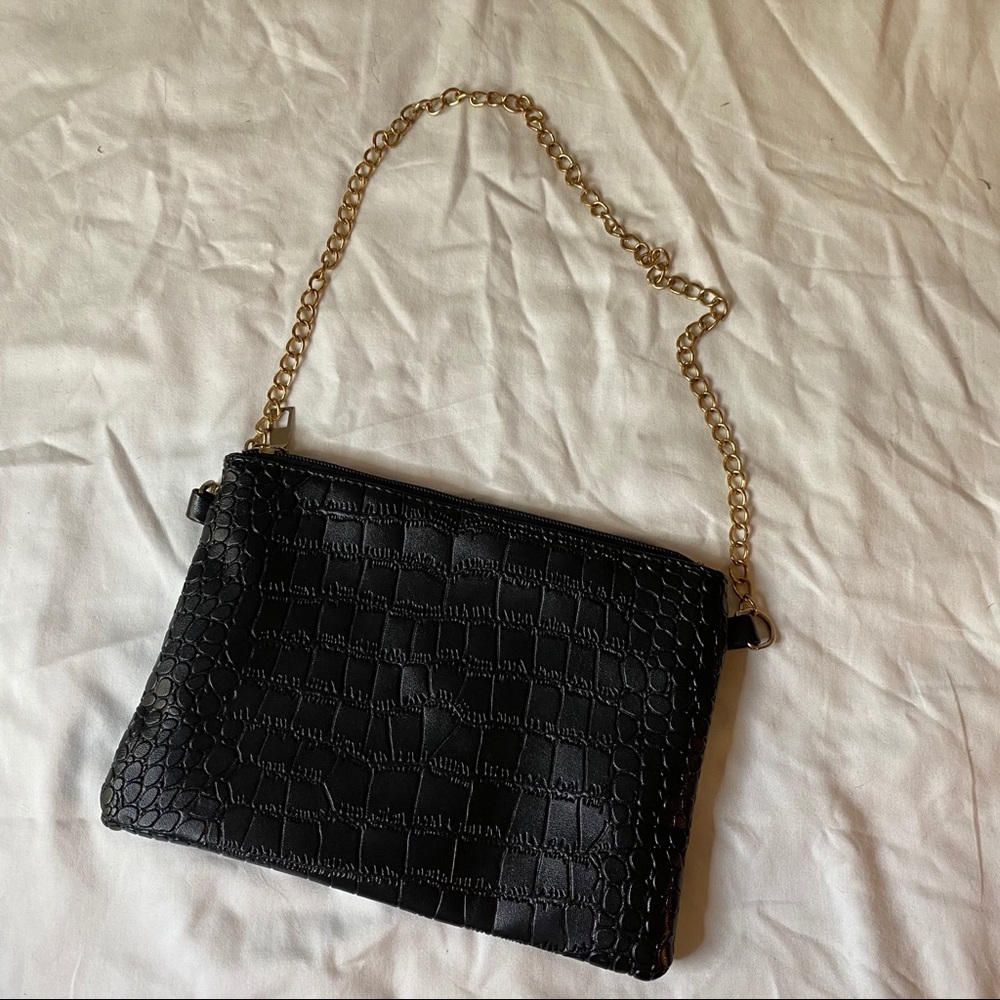 Black Snakeskin Print Purse